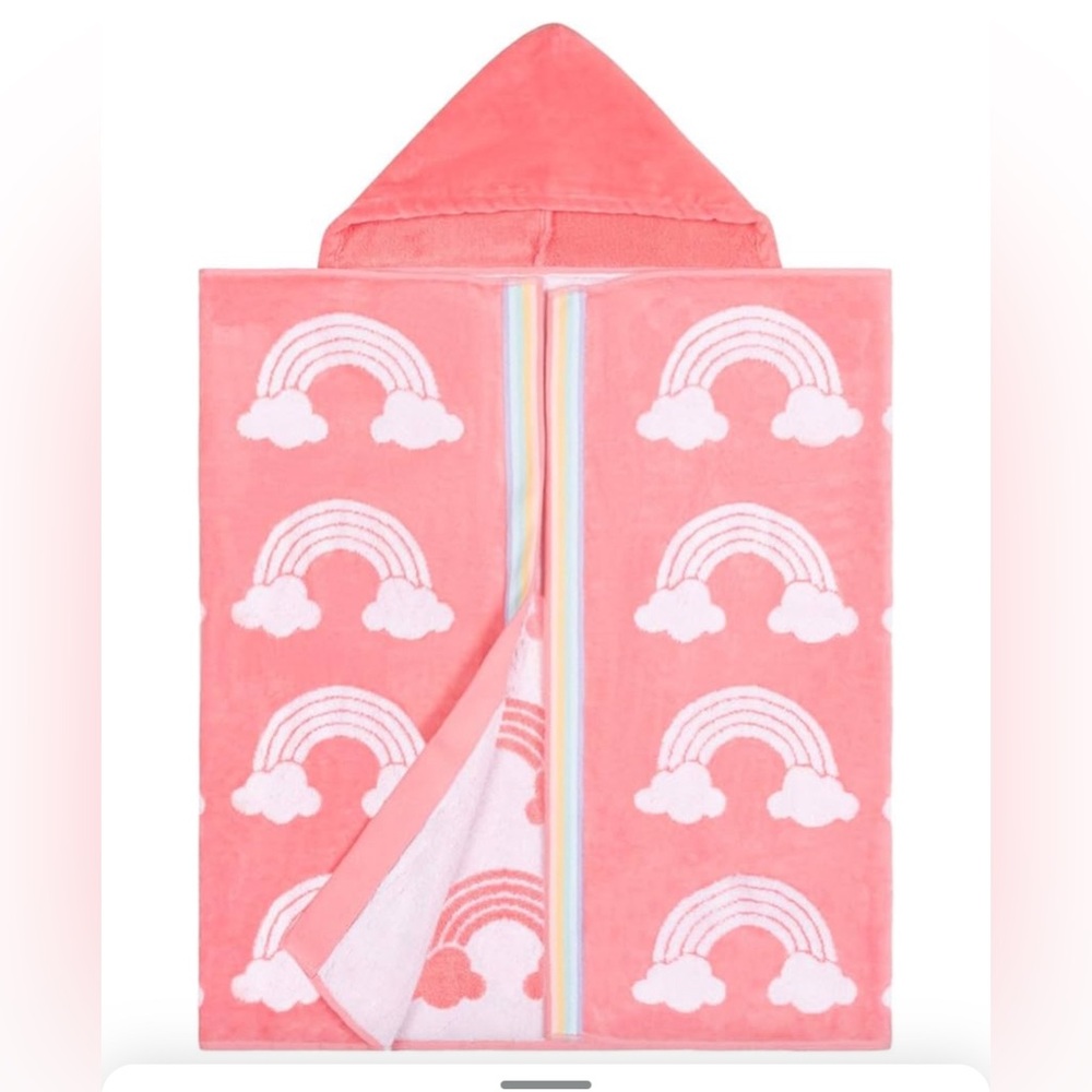 Caro Home Kids Hooded 100% Cotton Towel Pink Rainbow 68x127cm